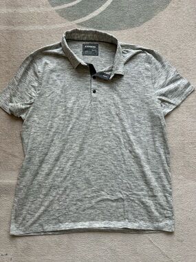 Express Men's Heather Gray Polo Shirt